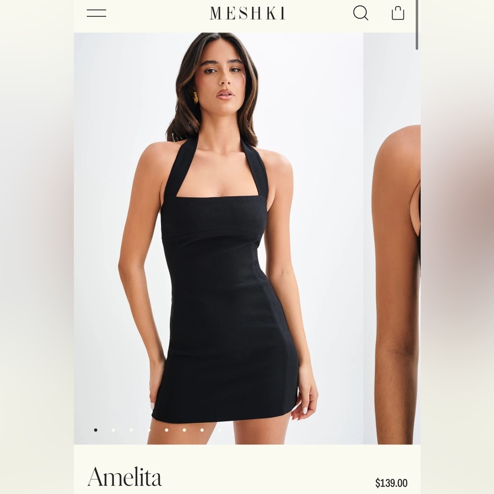 Meshki Amelita Suiting Halter Mini Dress In Black XS 🖤